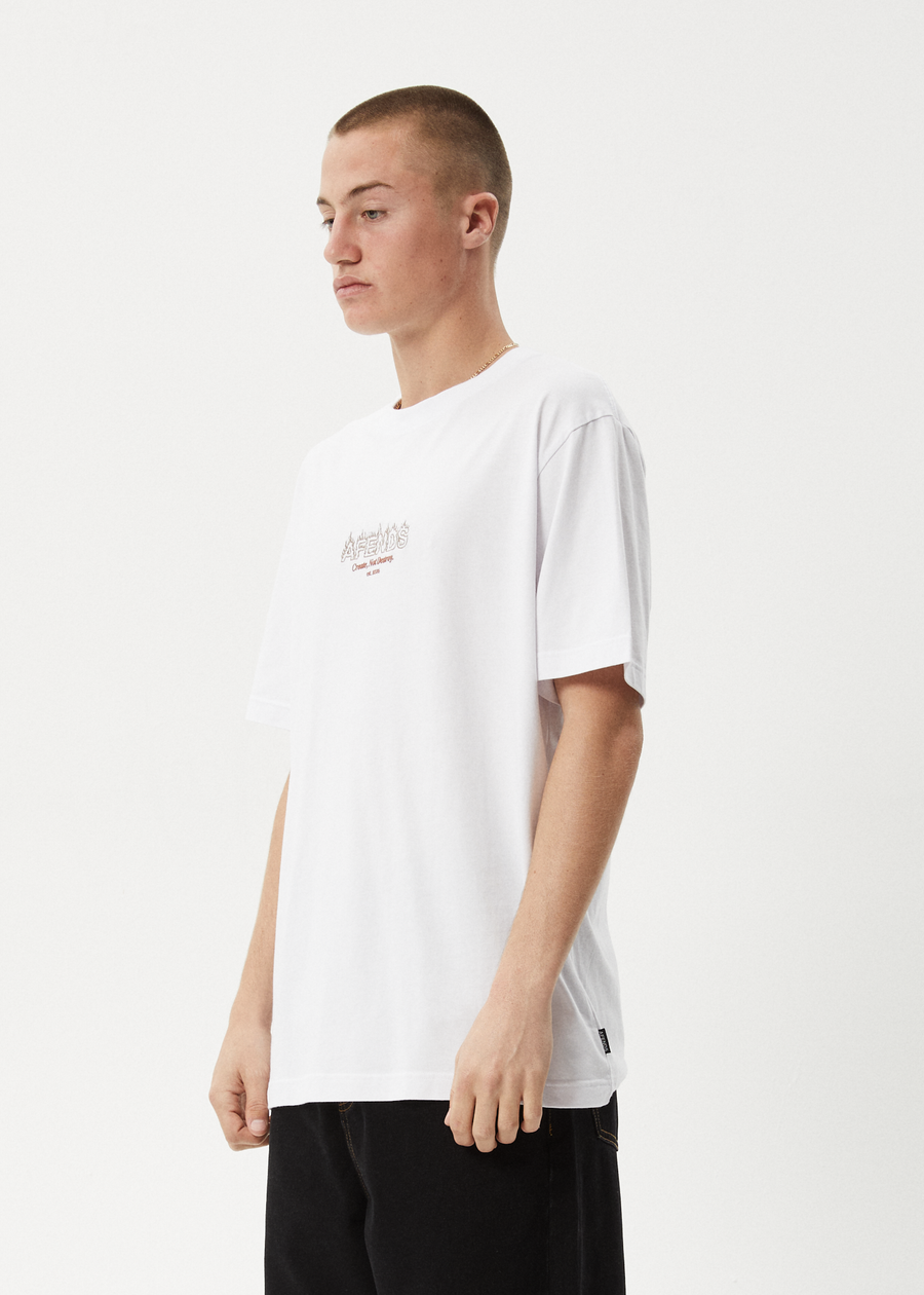 AFENDS Mens Ember - Retro Tee - White