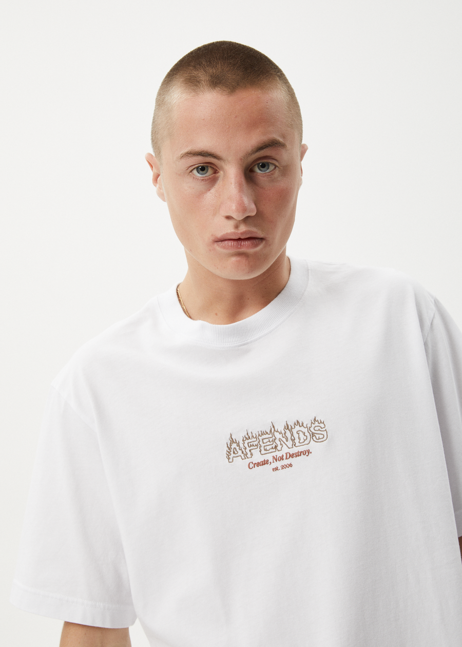 AFENDS Mens Ember - Retro Tee - White