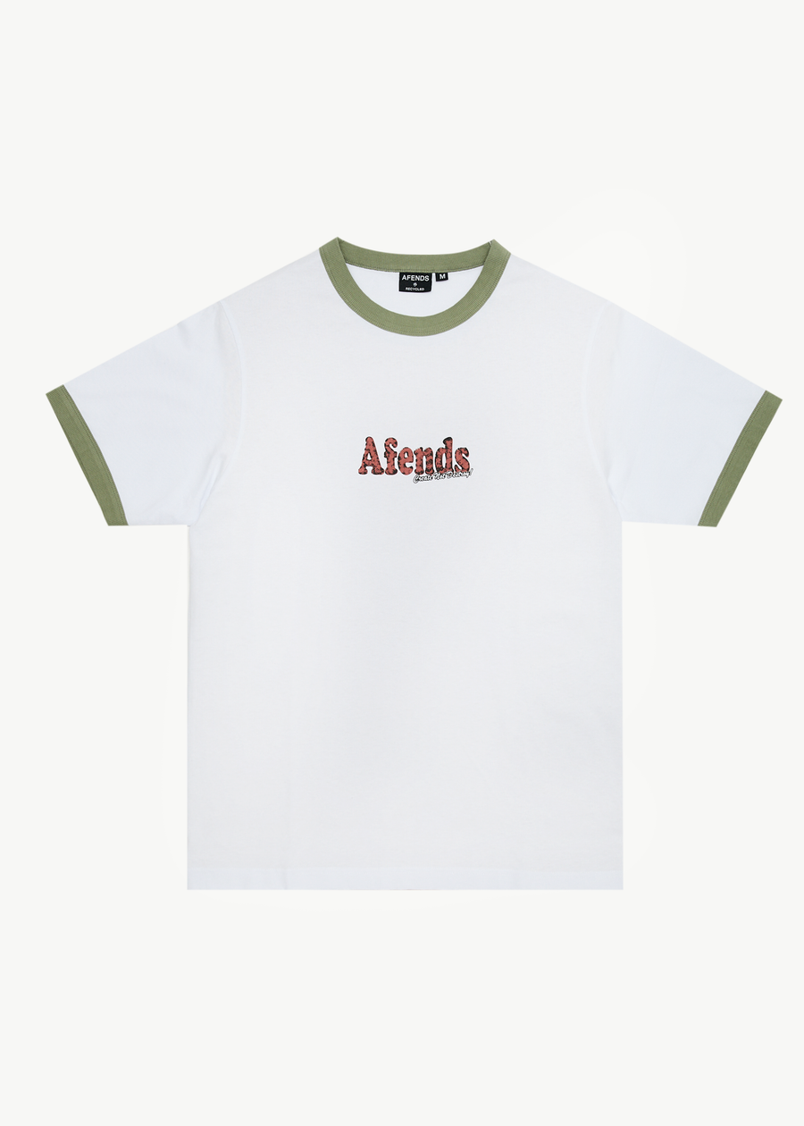 AFENDS Mens Classico - Heavyweight Ringer Tee - White