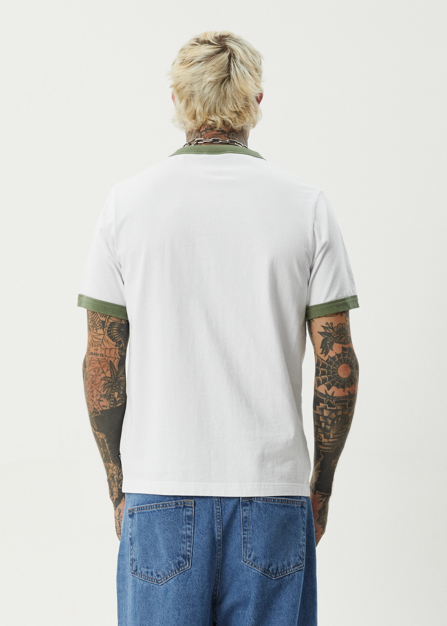 AFENDS Mens Classico - Heavyweight Ringer Tee - White