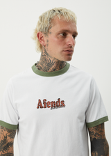 AFENDS Mens Classico - Heavyweight Ringer Tee - White - Afends mens classico   heavyweight ringer tee   white