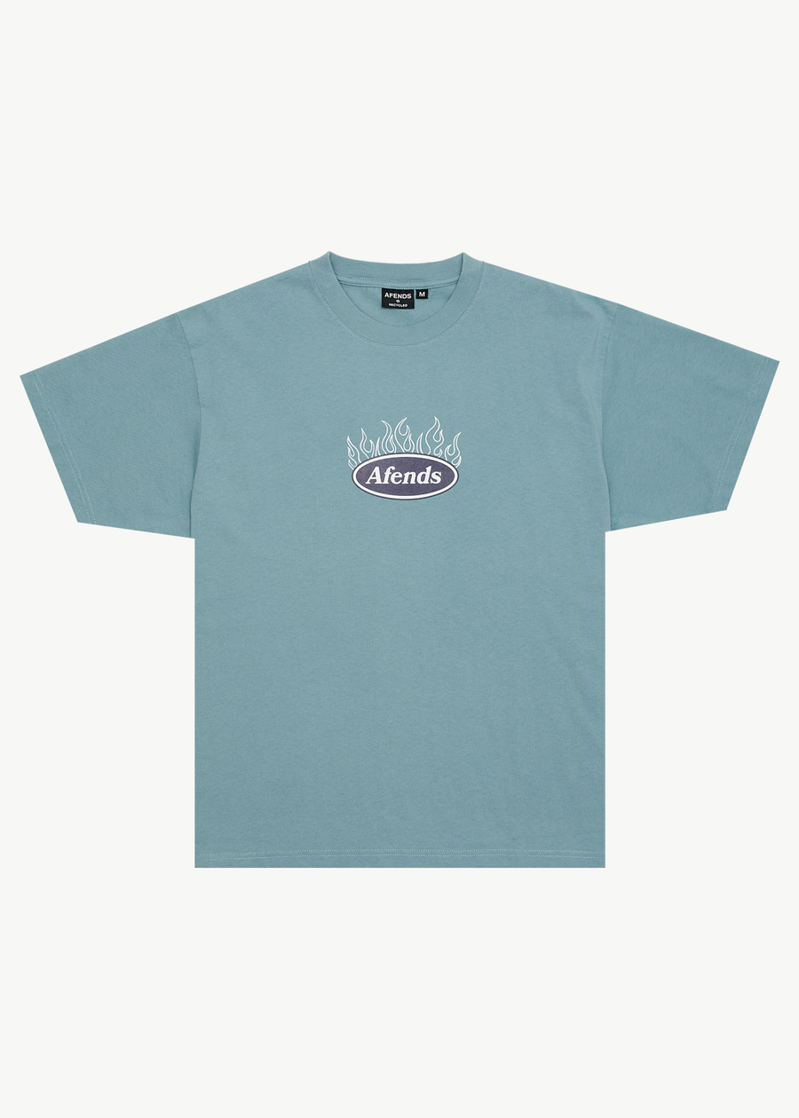 AFENDS Mens Fast Forward - Heavyweight Boxy Tee - Ocean Spray