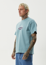 AFENDS Mens Fast Forward - Heavyweight Boxy Tee - Ocean Spray - Afends mens fast forward   heavyweight boxy tee   ocean spray