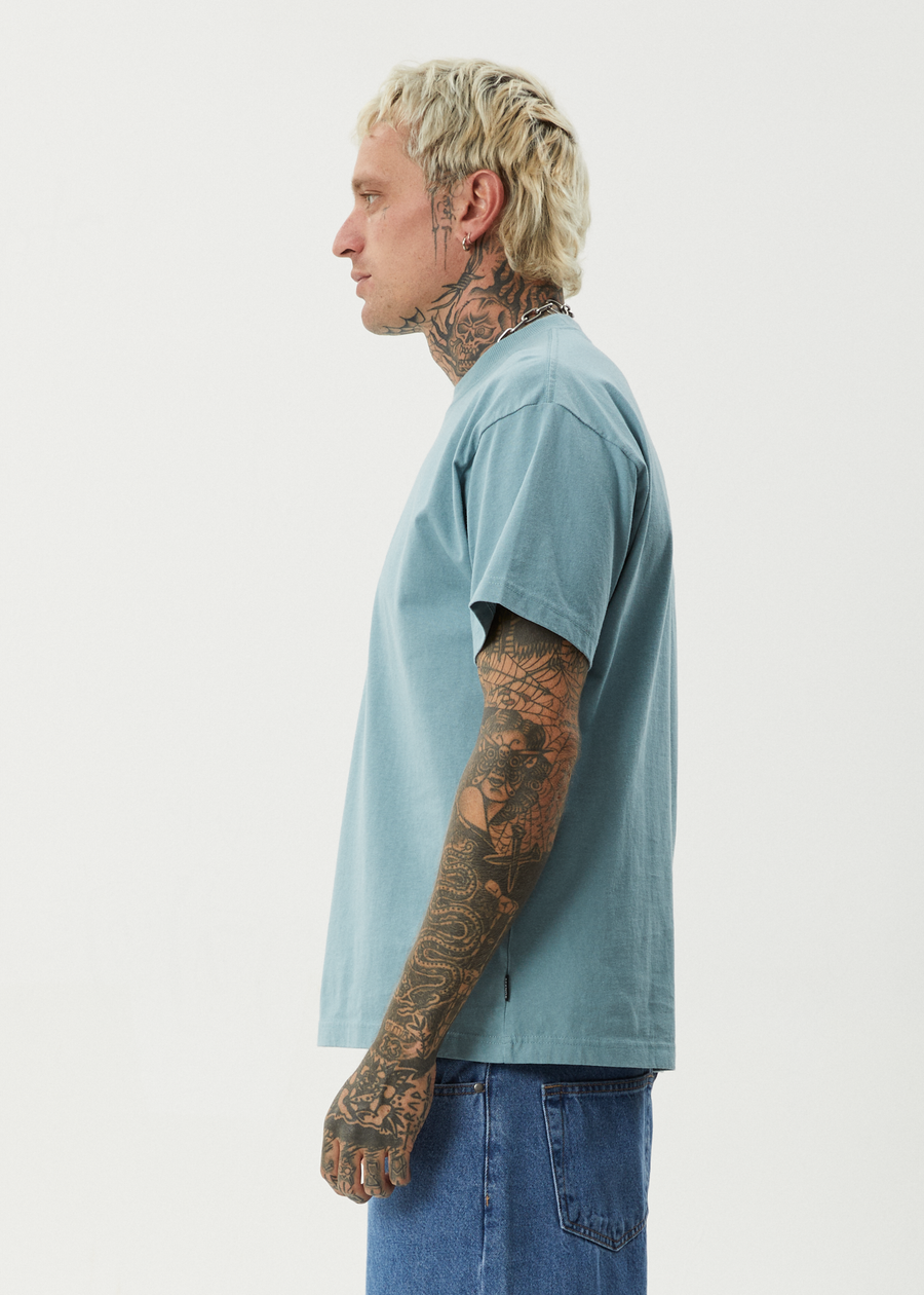 AFENDS Mens Fast Forward - Heavyweight Boxy Tee - Ocean Spray