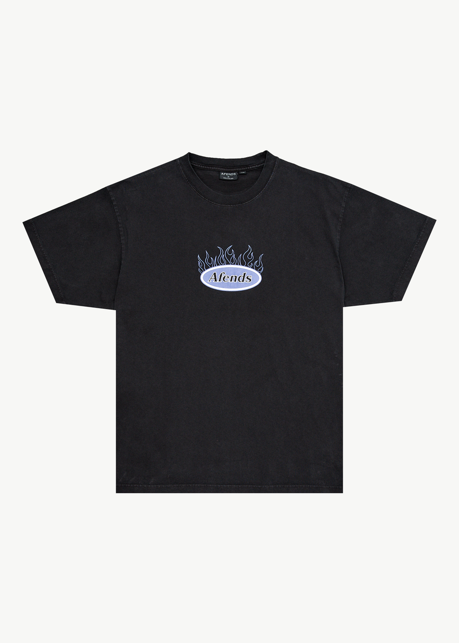 AFENDS Mens Fast Forward - Heavyweight Boxy Tee - Stone Black