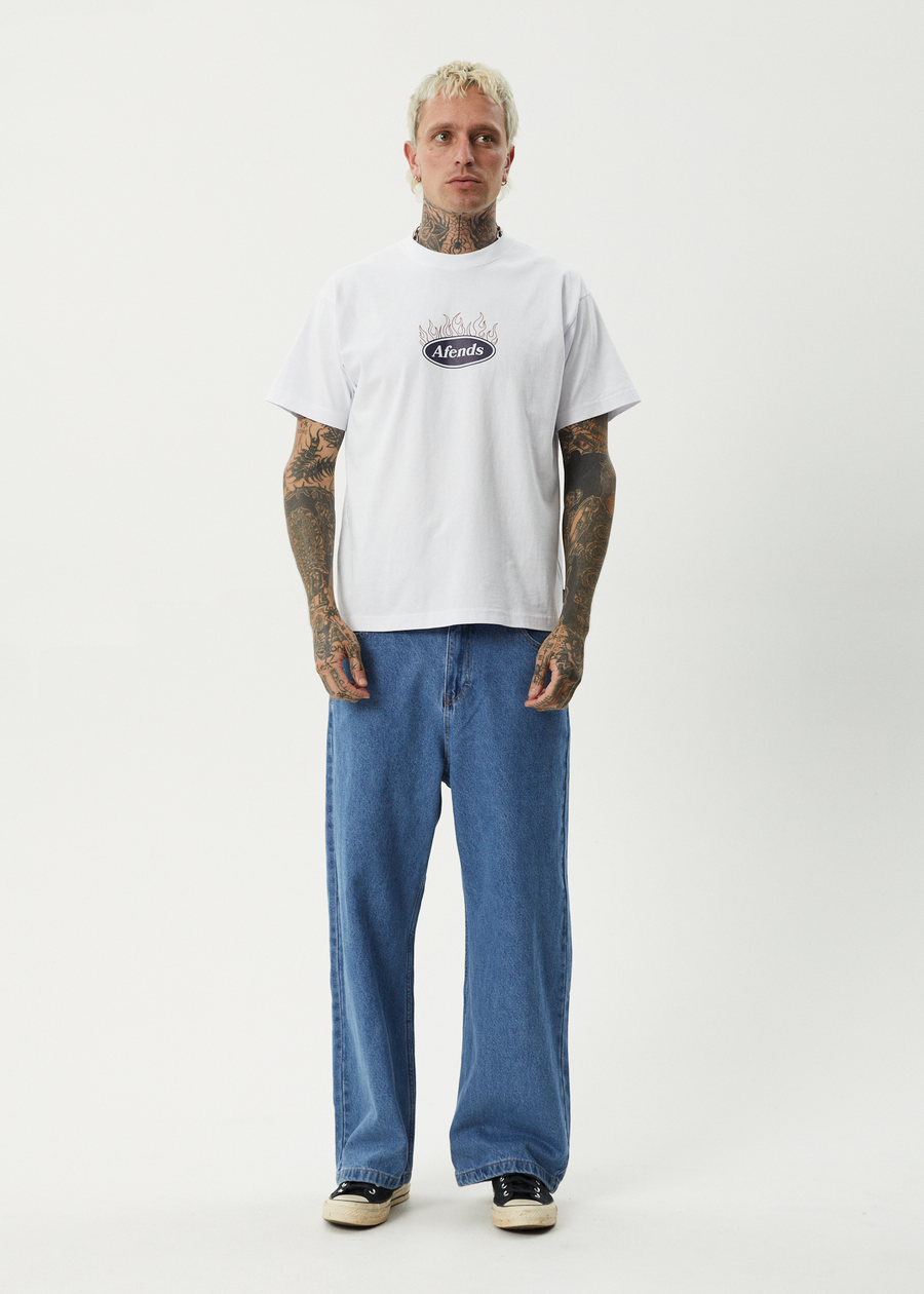 AFENDS Mens Fast Forward - Heavyweight Boxy Tee - White