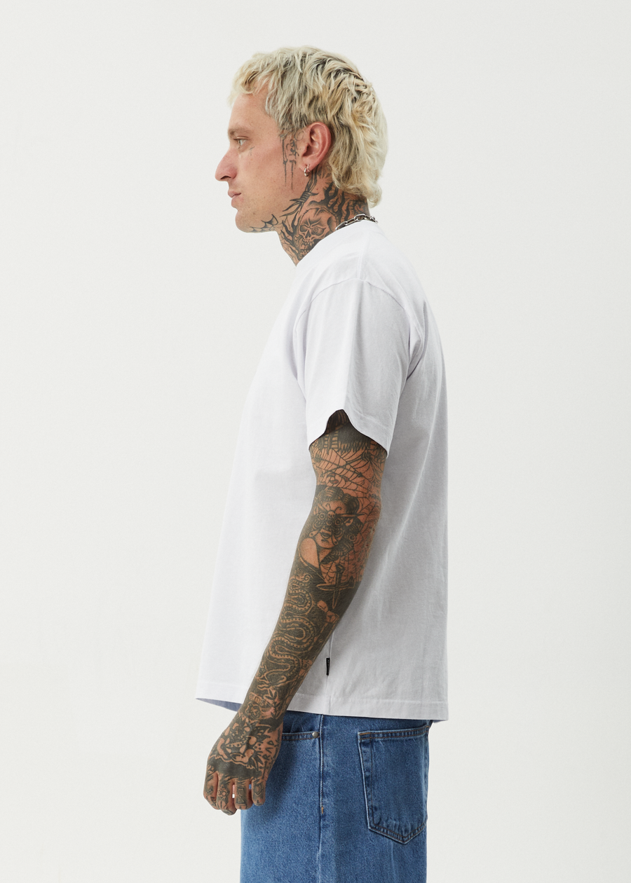 AFENDS Mens Fast Forward - Heavyweight Boxy Tee - White