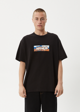 AFENDS Mens Wall Flower - Boxy Tee - Black - Afends mens wall flower   boxy tee   black
