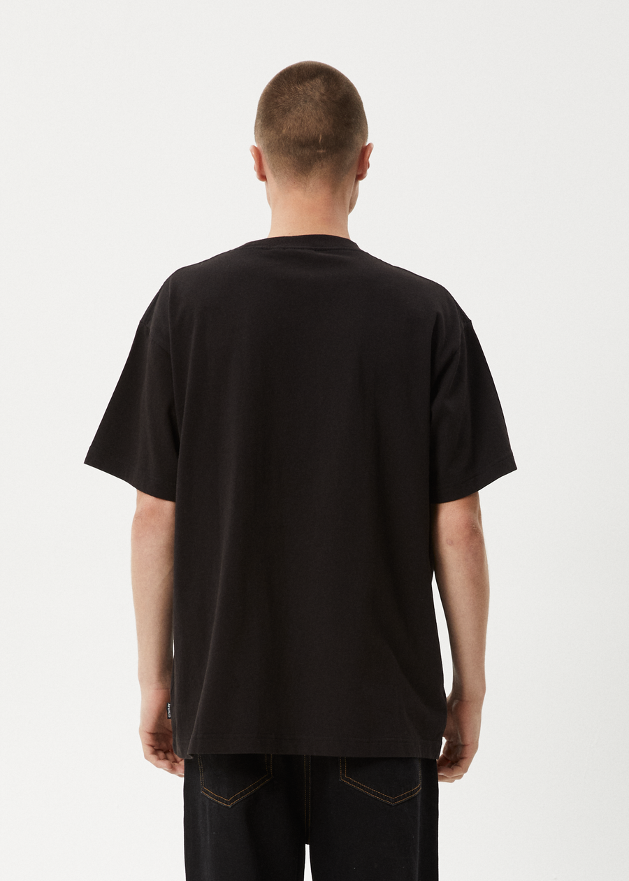 AFENDS Mens Wall Flower - Boxy Tee - Black