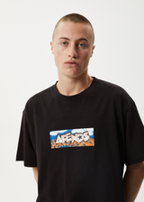 AFENDS Mens Wall Flower - Boxy Tee - Black - Afends mens wall flower   boxy tee   black