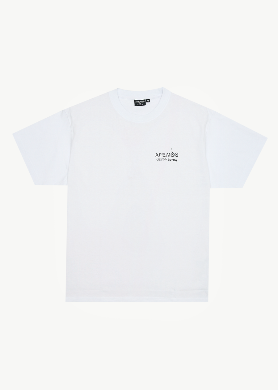 AFENDS Mens Mind Over - Heavyweight Boxy Tee - White