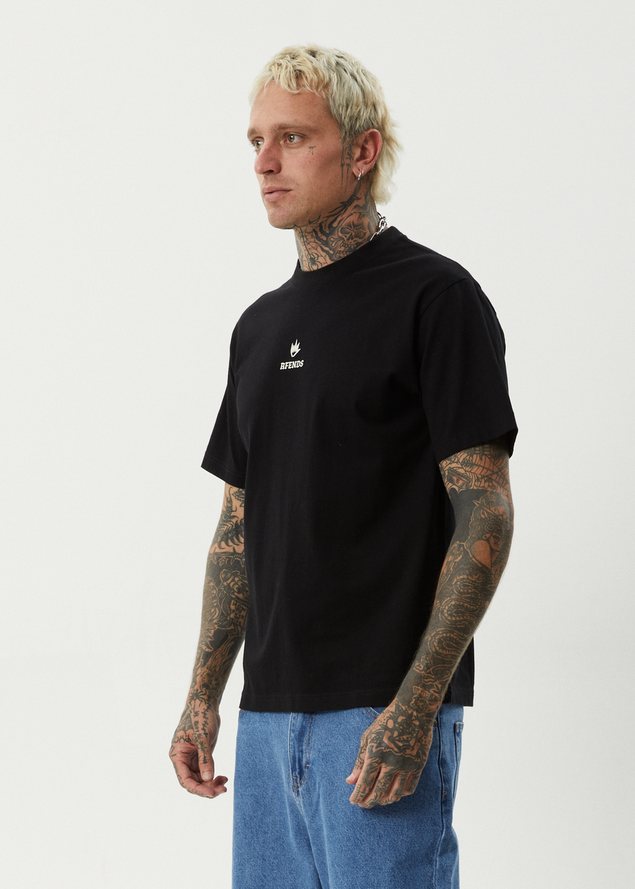 AFENDS Mens Burnin - Retro Tee - Black