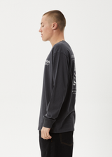 AFENDS Mens Cosmic - Long Sleeve Tee - Charcoal - Afends mens cosmic   long sleeve tee   charcoal