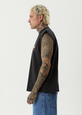 AFENDS Mens Webhead - Sleeveless Tee - Stone Black - Afends mens webhead   sleeveless tee   stone black