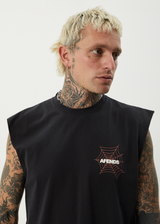 AFENDS Mens Webhead - Sleeveless Tee - Stone Black - Afends mens webhead   sleeveless tee   stone black