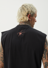 AFENDS Mens Webhead - Sleeveless Tee - Stone Black - Afends mens webhead   sleeveless tee   stone black
