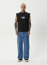 AFENDS Mens Fast Forward - Sleeveless Tee - Stone Black - Afends mens fast forward   sleeveless tee   stone black