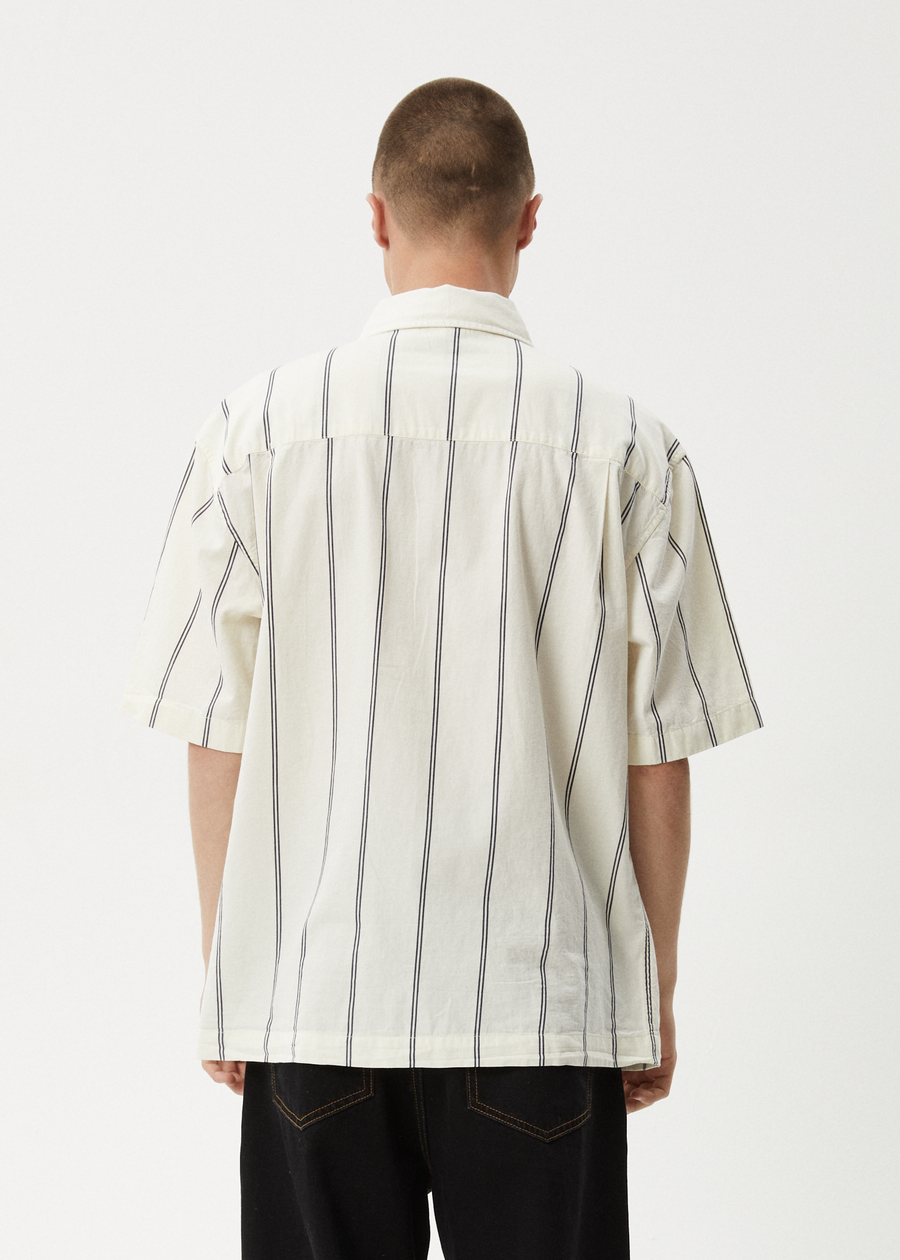 AFENDS Mens Fineline - Short Sleeve Shirt - Limestone