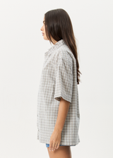 AFENDS Mens Drew - Seersucker Short Sleeve Shirt - Taupe Check - Afends mens drew   seersucker short sleeve shirt   taupe check