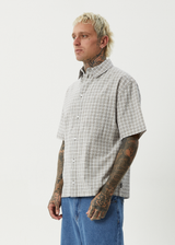 AFENDS Mens Drew - Seersucker Short Sleeve Shirt - Taupe Check - Afends mens drew   seersucker short sleeve shirt   taupe check