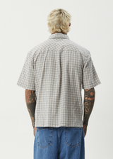 AFENDS Mens Drew - Seersucker Short Sleeve Shirt - Taupe Check - Afends mens drew   seersucker short sleeve shirt   taupe check