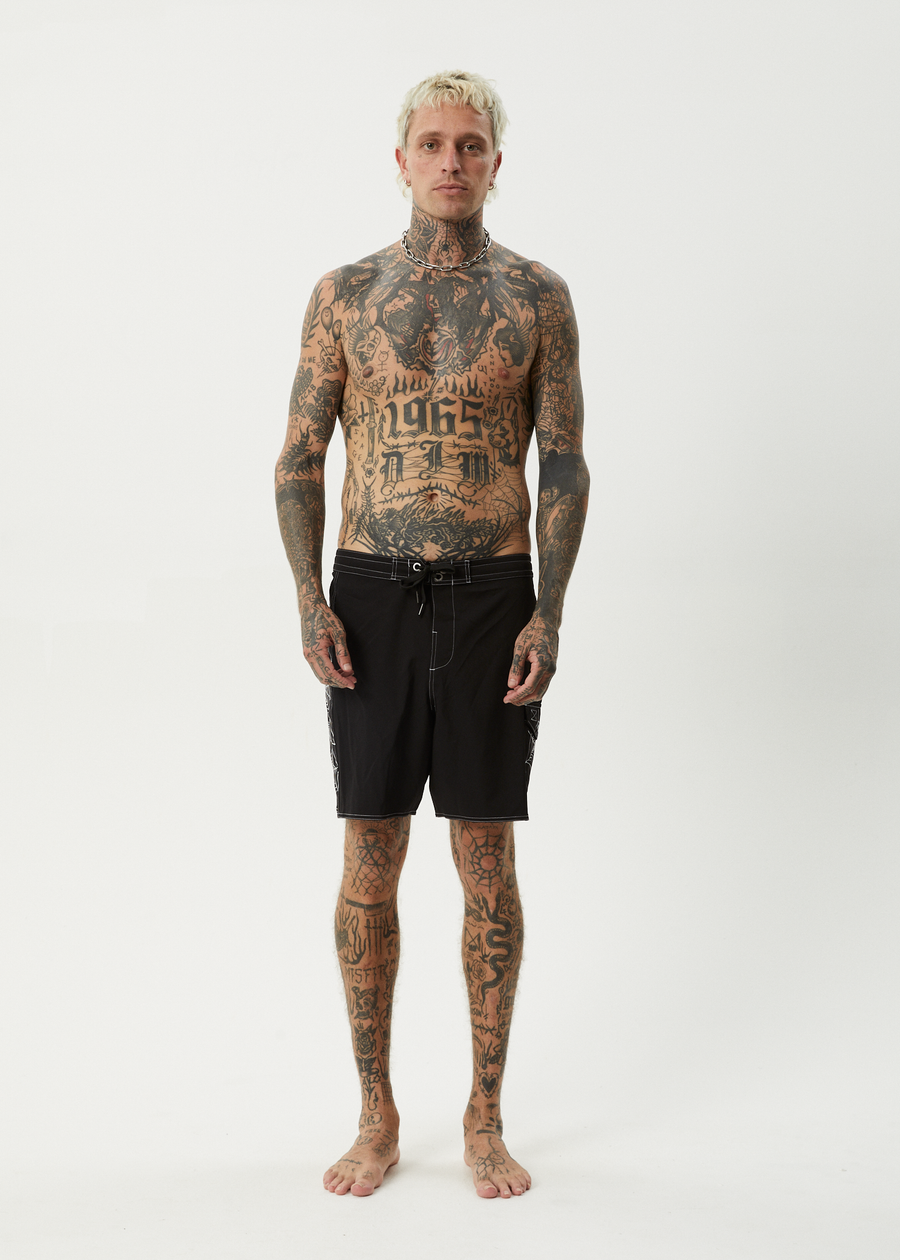 AFENDS Mens Webhead - Surf Related Boardshort 18" - Black