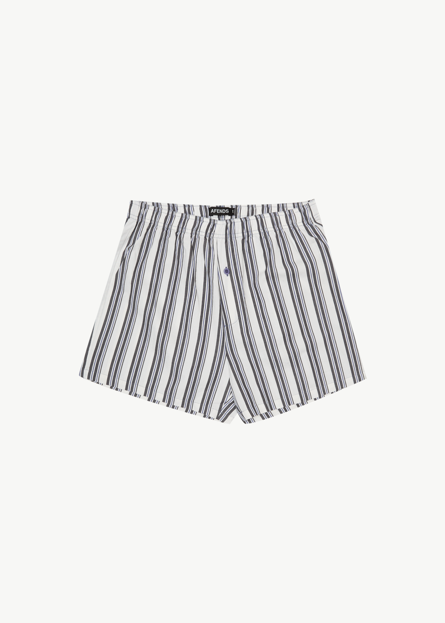 AFENDS Mens Line Up - Boxer Short - White Stripe