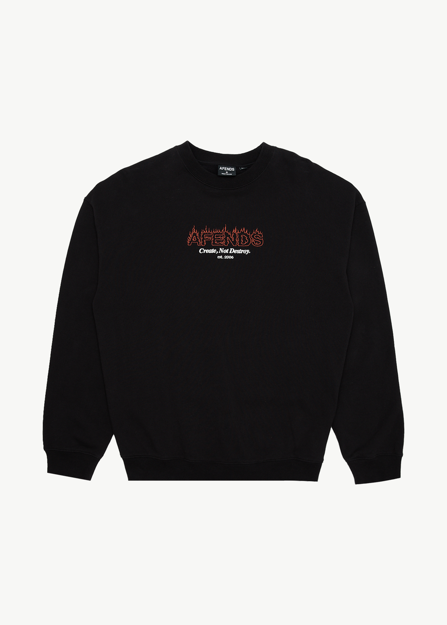 AFENDS Mens Ember - Crew Neck Jumper - Black