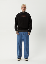 AFENDS Mens Ember - Crew Neck Jumper - Black - Afends mens ember   crew neck jumper   black