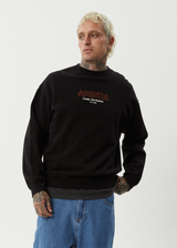 AFENDS Mens Ember - Crew Neck Jumper - Black - Afends mens ember   crew neck jumper   black