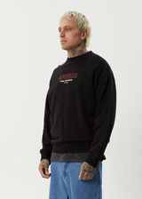 AFENDS Mens Ember - Crew Neck Jumper - Black - Afends mens ember   crew neck jumper   black