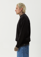 AFENDS Mens Ember - Crew Neck Jumper - Black - Afends mens ember   crew neck jumper   black