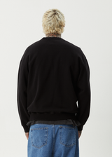 AFENDS Mens Ember - Crew Neck Jumper - Black - Afends mens ember   crew neck jumper   black