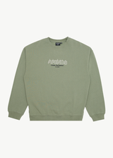 AFENDS Mens Ember - Crew Neck Jumper - Oil Green - Afends mens ember   crew neck jumper   oil green