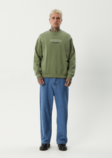 AFENDS Mens Ember - Crew Neck Jumper - Oil Green - Afends mens ember   crew neck jumper   oil green