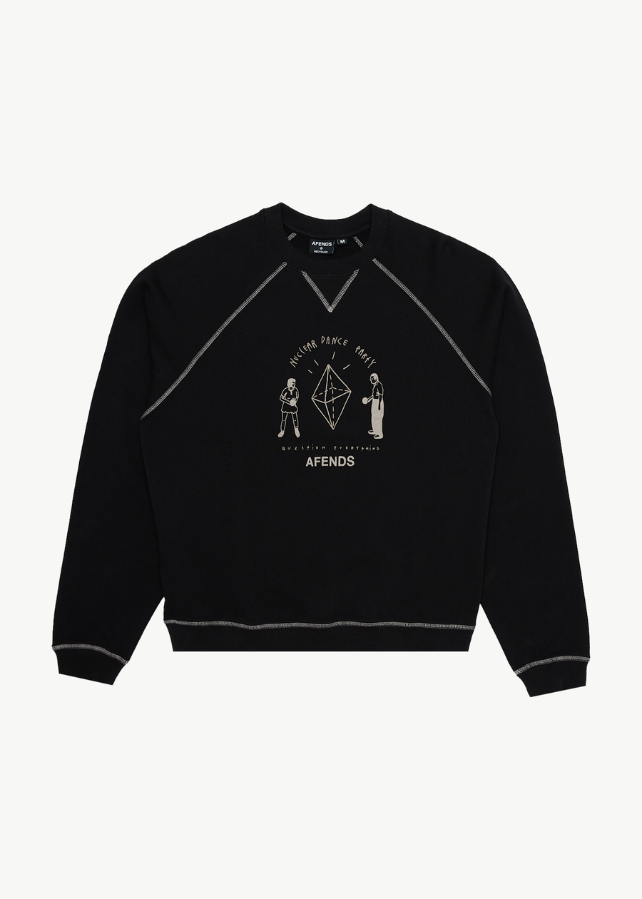 AFENDS Mens Dance Party - Crew Neck Jumper - Black