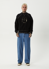 AFENDS Mens Dance Party - Crew Neck Jumper - Black - Afends mens dance party   crew neck jumper   black
