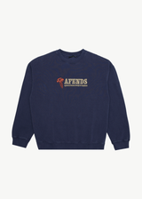 AFENDS Mens Nuts N Bolts - Crew Neck Jumper - Washed Deep Sea - Afends mens nuts n bolts   crew neck jumper   washed deep sea