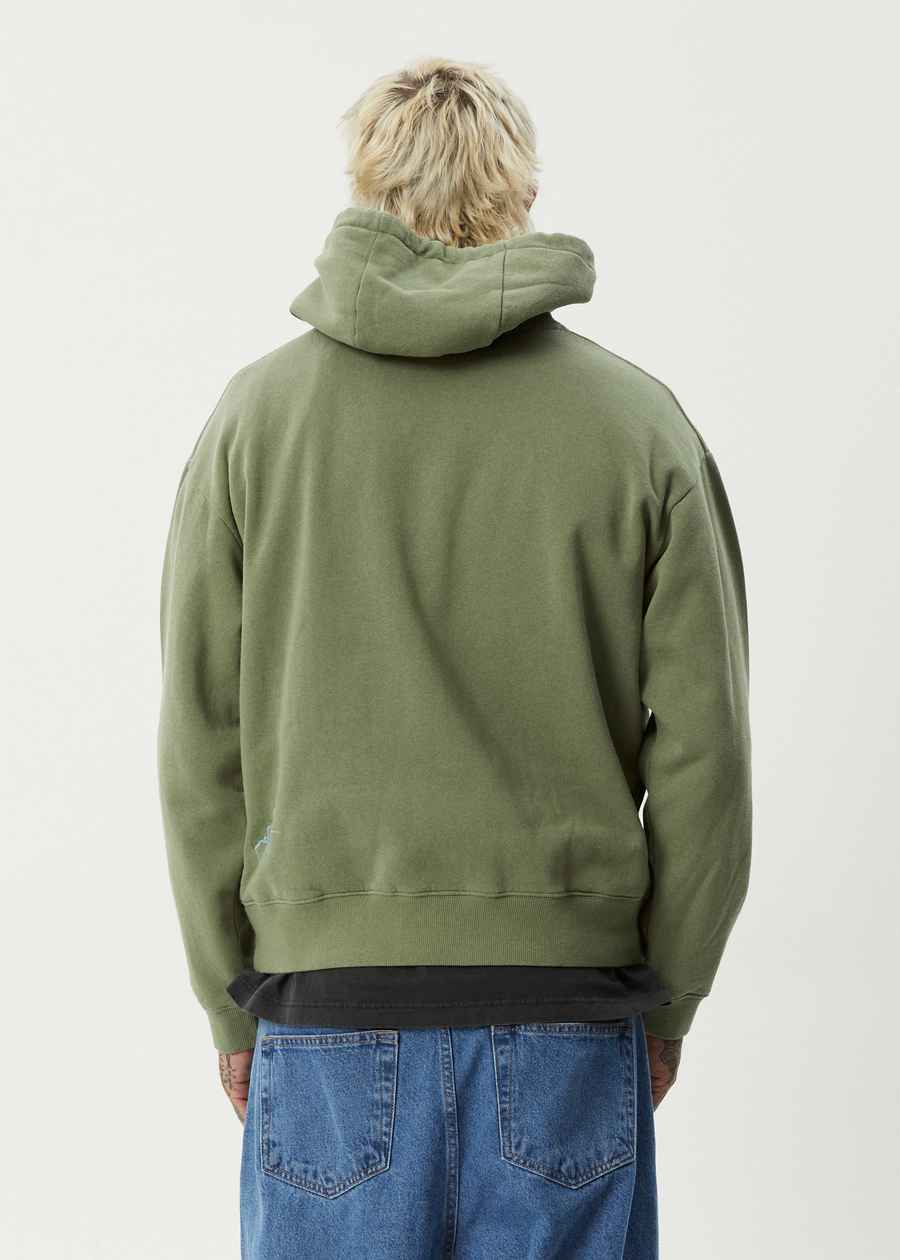 AFENDS Mens Webhead - Hoodie - Oil Green