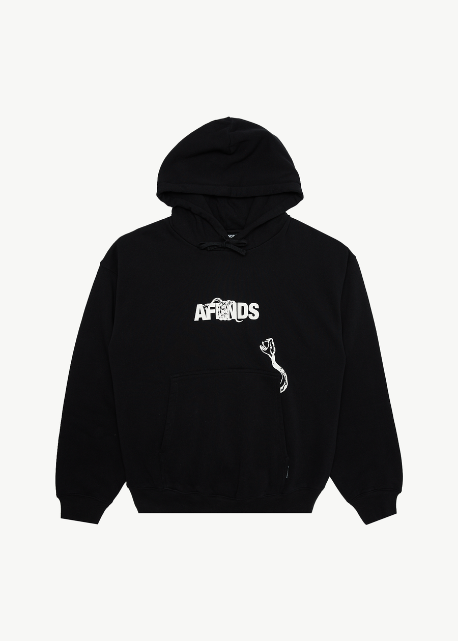 AFENDS Mens Tread - Boxy Hoodie - Black