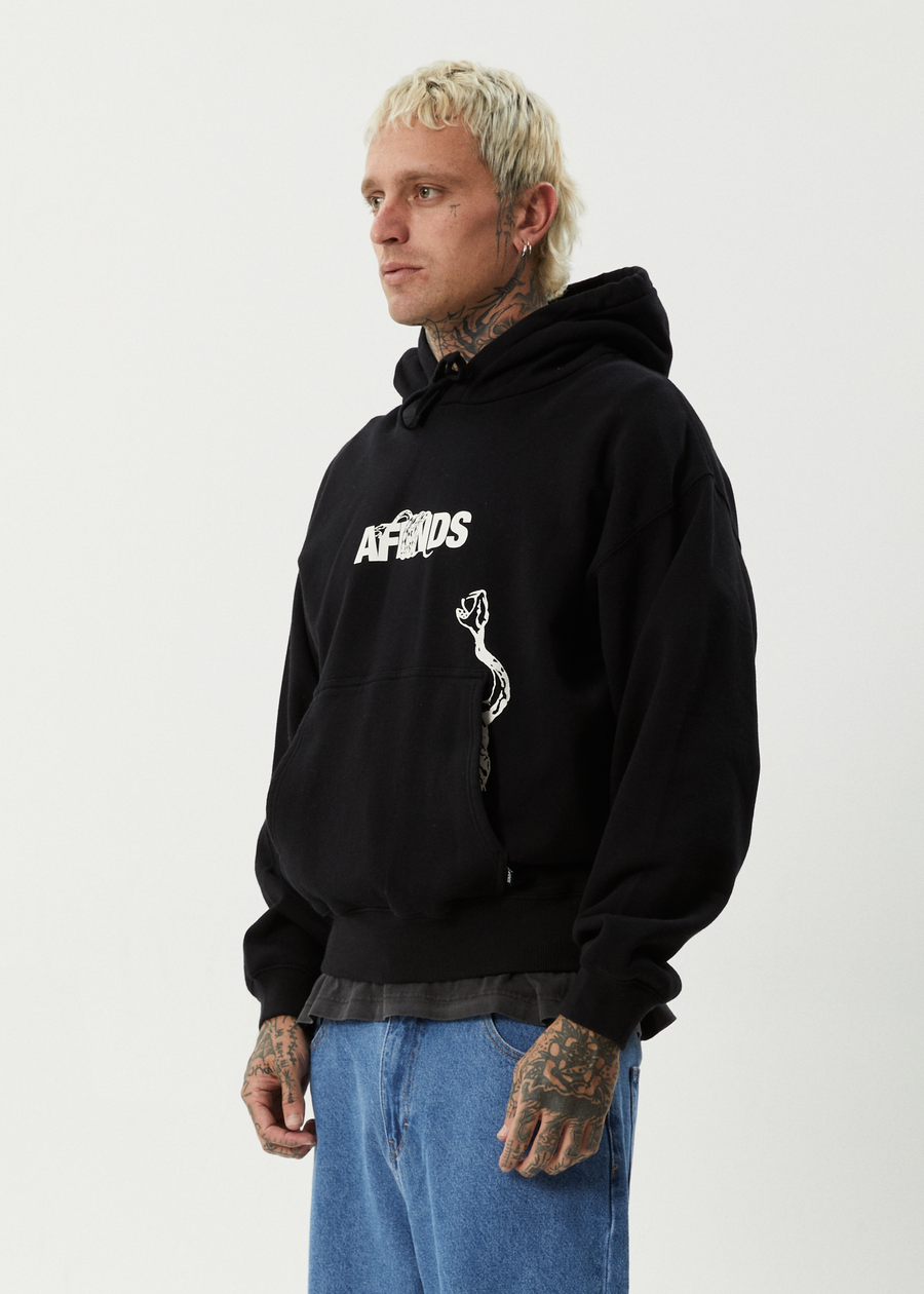 AFENDS Mens Tread - Boxy Hoodie - Black