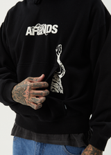 AFENDS Mens Tread - Boxy Hoodie - Black - Afends mens tread   boxy hoodie   black