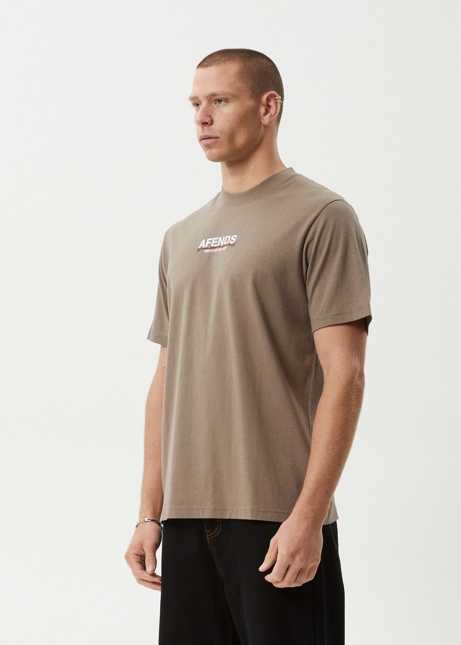 AFENDS Mens Wired - Retro Tee - Fossil