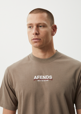 AFENDS Mens Wired - Retro Tee - Fossil - Afends mens wired   retro tee   fossil