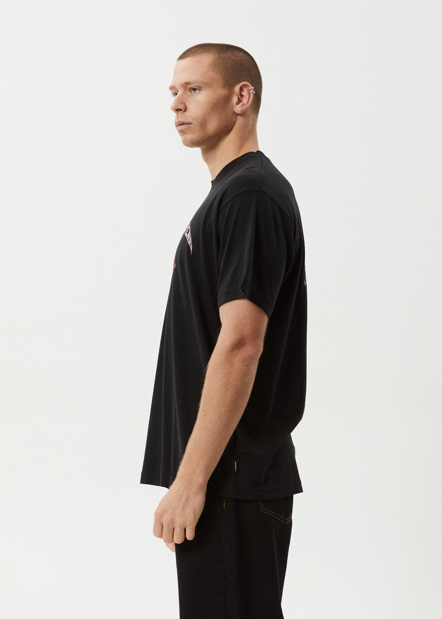 AFENDS Mens Surf Or Fly - Boxy Tee - Black