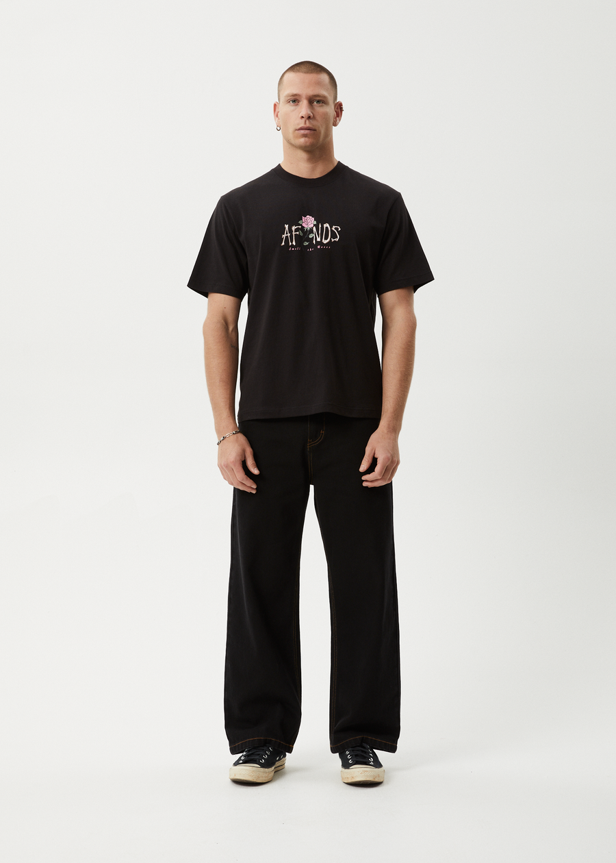 AFENDS Mens Smell The Roses - Retro Tee - Black
