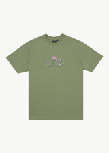 AFENDS Mens Smell The Roses - Retro Tee - Oil Green - Afends mens smell the roses   retro tee   oil green