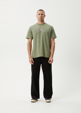 AFENDS Mens Smell The Roses - Retro Tee - Oil Green - Afends mens smell the roses   retro tee   oil green