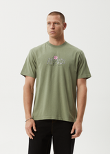 AFENDS Mens Smell The Roses - Retro Tee - Oil Green - Afends mens smell the roses   retro tee   oil green