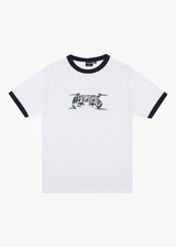 AFENDS Mens All Eyez - Ringer Tee - White / Deep Sea - Afends mens all eyez   ringer tee   white / deep sea